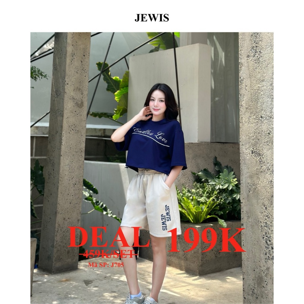 Set Cộc ENDLESS LOVE Jewis Crop-Top Xanh Than Mix Quần Sooc Xám Phong Cách Cá Tính Năng Động - J705