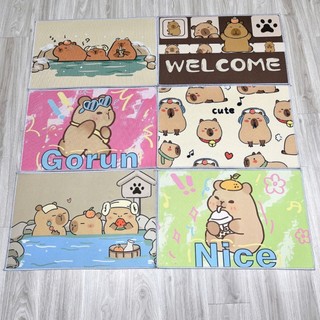 Thảm chùi chân 3D hình baby three, labubu, capybara siêu hot, Thảm Vải Chống Trượt
