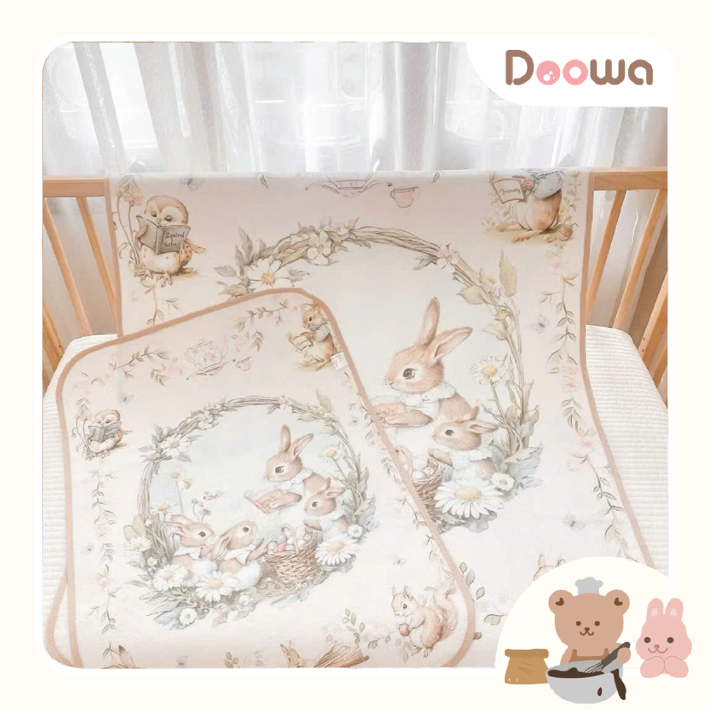 Tấm lót chống thấm Monona cho bé bảo vệ ga giường, đệm, họa tiết vườn cổ tích dễ thương