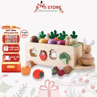  Đồ Chơi Gỗ Xe Kéo Nhổ Cà Rốt Montessori Đồ Chơi Gỗ Tự Nhiên An Toàn Giáo Dục Sớm Cho Trẻ Từ 1 Tuổi - BON STORE 