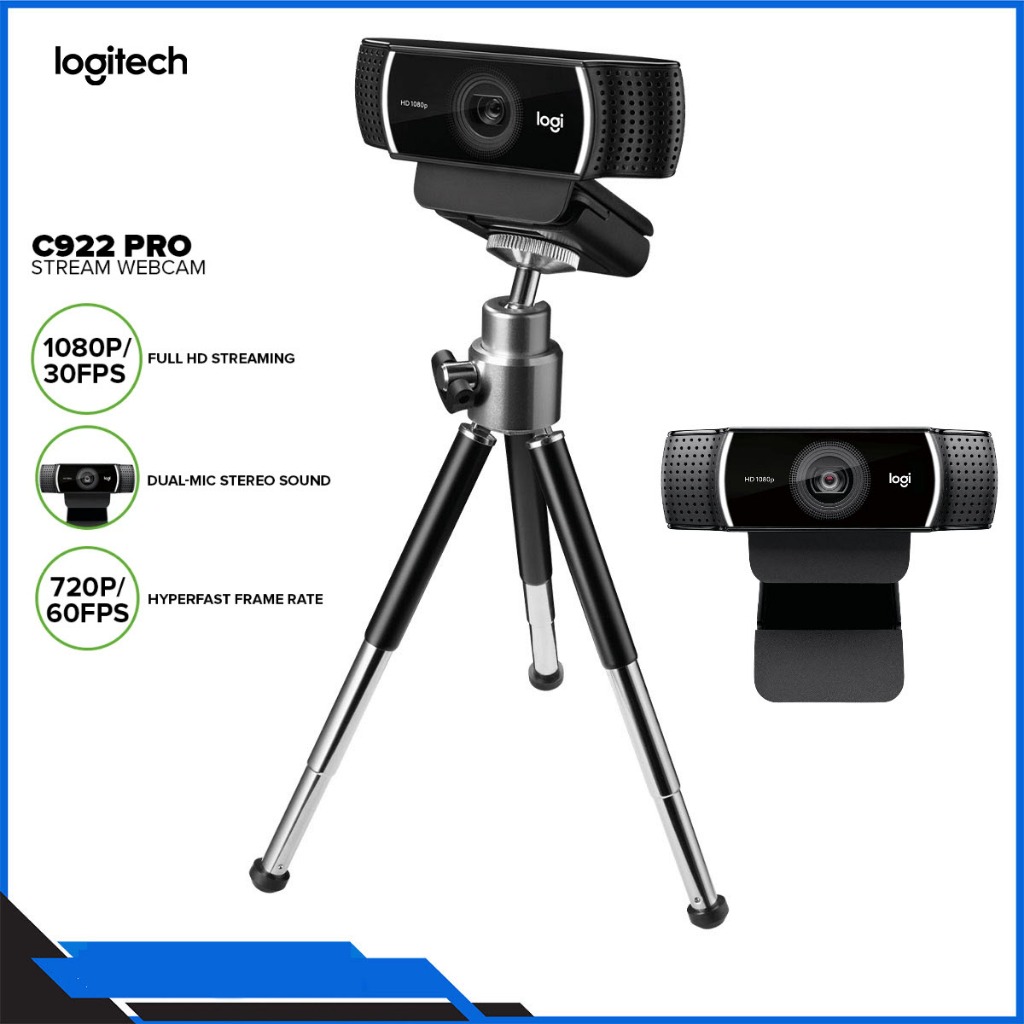 Webcam livestream góc rộng, Auto Focus Logitech C922 Pro, Full HD 1080p, Họp Trực Tuyến, Tích Hợp Mi