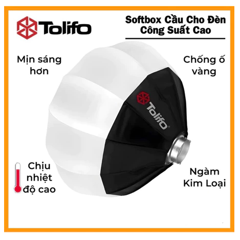 SOFTBOX CẦU TOLIFO - TẢN SÁNG CHO ĐÈN LED CÔNG SUẤT CAO 65CM (CHINABALL)