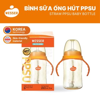 Bình ống hút PPSU Wesser 260ml (PPSU MÀU VÀNG MẬT ONG)