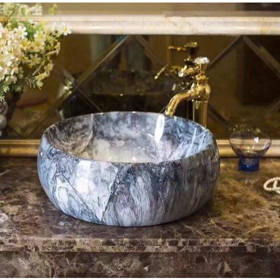 Chậu rửa mặt men sứ giả đá đặt bàn cao cấp