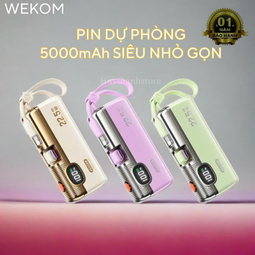 Pin Dự Phòng MINI WEKOME WP-35/ WP-19 5000mAh Sạc Nhanh 20W- 22.5W Tích Hợp Sạc Type-C và Dây Sạc aP