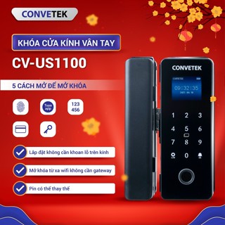   New 2026 Khoá Dán Kinh Vân Tay CONVETEK CV-US1100 Phiên Bản Wifi Mở Từ Xa Không Cần Khoan lỗ  Dùng Cho Cửa Kính 