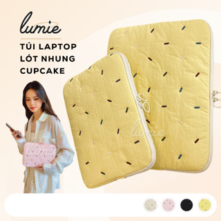 Túi Đựng Chống Sốc Laptop Máy Tính Bảng iPad 11/14 Inch Lót Nhung Chần Bông Cupcake Thêu Hạt Màu Mè
