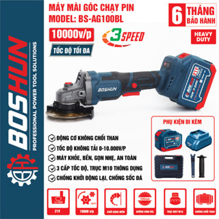 Máy mài pin BOSHUN BS-AG100BL / 3 Cấp tốc độ / Chốc sốc đá / Chống khởi động lại / Chân pin M21