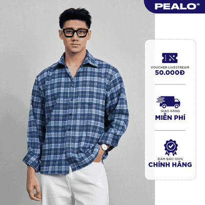 Áo Sơ Mi Flannel PEALO chất liệu cotton Form Rộng Kẻ Caro SPT2