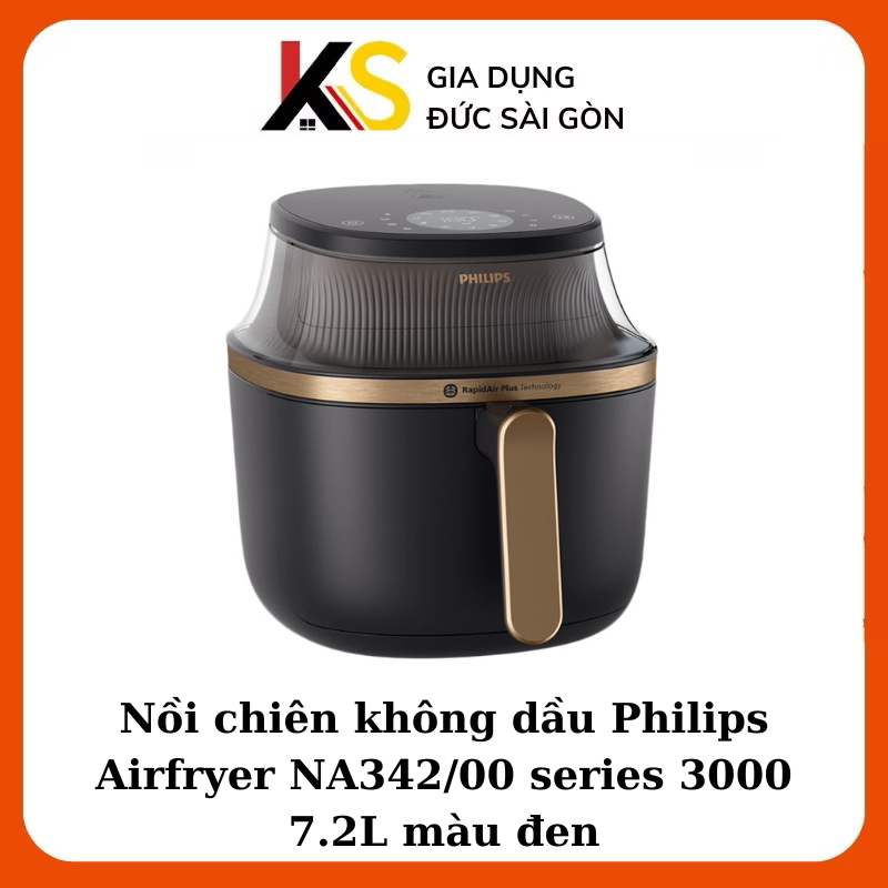 Nồi chiên không dầu Philips Airfryer NA342/00 series 3000 7.2L màu đen