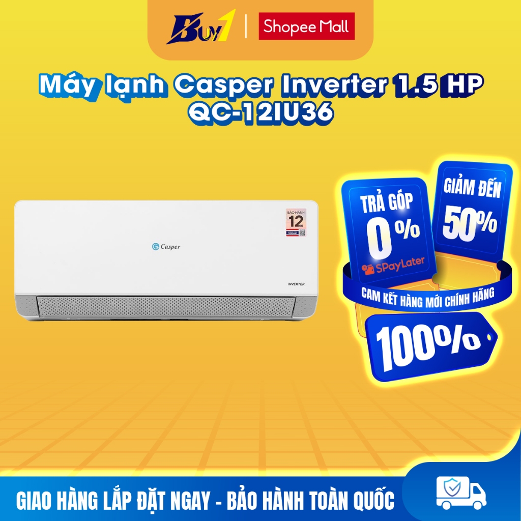 QC-12IU36A - Máy lạnh Casper Inverter 1.5 HP QC-12IU36A - Hàng chính hãng
