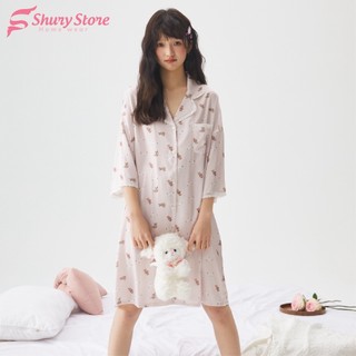  Váy ngủ sơmi lụa nữ Shury Store Home Wear SM34 freesize 45-75kg đầm ngủ mặc nhà suông rộng mềm mại 