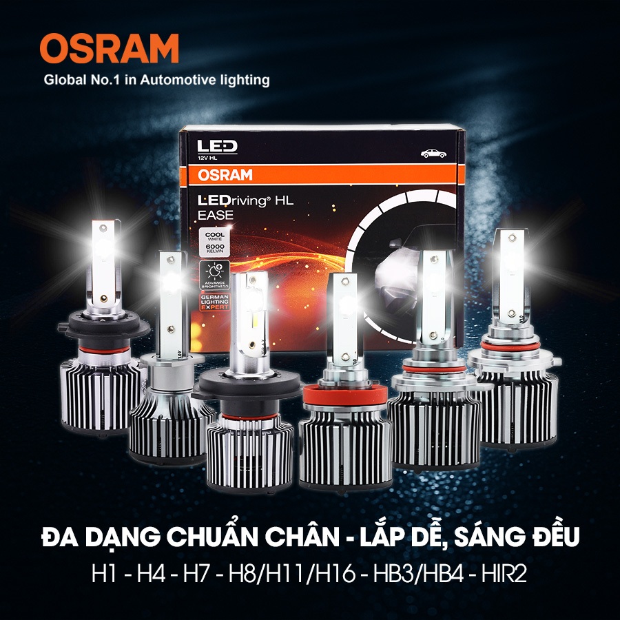 Combo 2 Bóng Đèn Led HL EASE OSRAM Dùng Cho Xe ô Tô Xe Máy Chân H1 H4 H7 H8 H11 H16 HB3 HB4 HIR2 - N