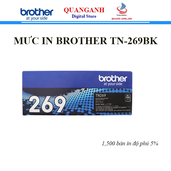 Mực Brother TN269BK (Mực đen cho máy HL-L3240CDW/HL-L3280CDW/DCP-L3560CDW/ - 1.500 trang)