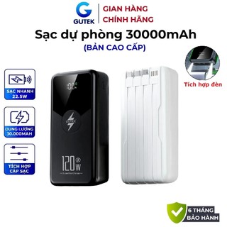  Pin sạc dự phòng Gutek GT239 dung lượng 30000mAh sạc nhanh 22,5W tích hợp dây cáp 