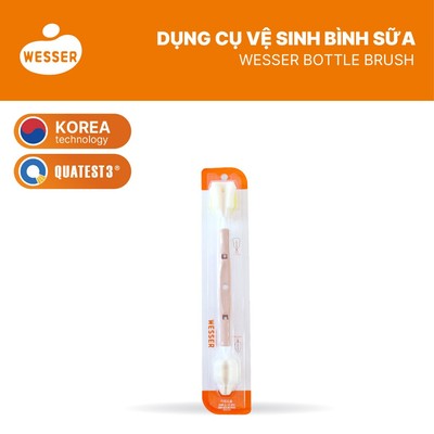 Dụng cụ vệ sinh bình sữa đa năng Wesser - MÀU KEM (MẪU MỚI)