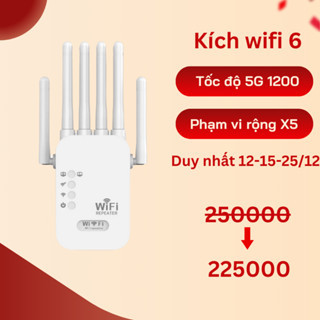  Kích Sóng Wifi 6 Râu Ăng Ten Phát Xuyên Tường Chuẩn N Tốc Độ 1300mbps Màu Trắng Bộ Kích Sóng Wifi Thu Phát Mở Rộng Sóng 