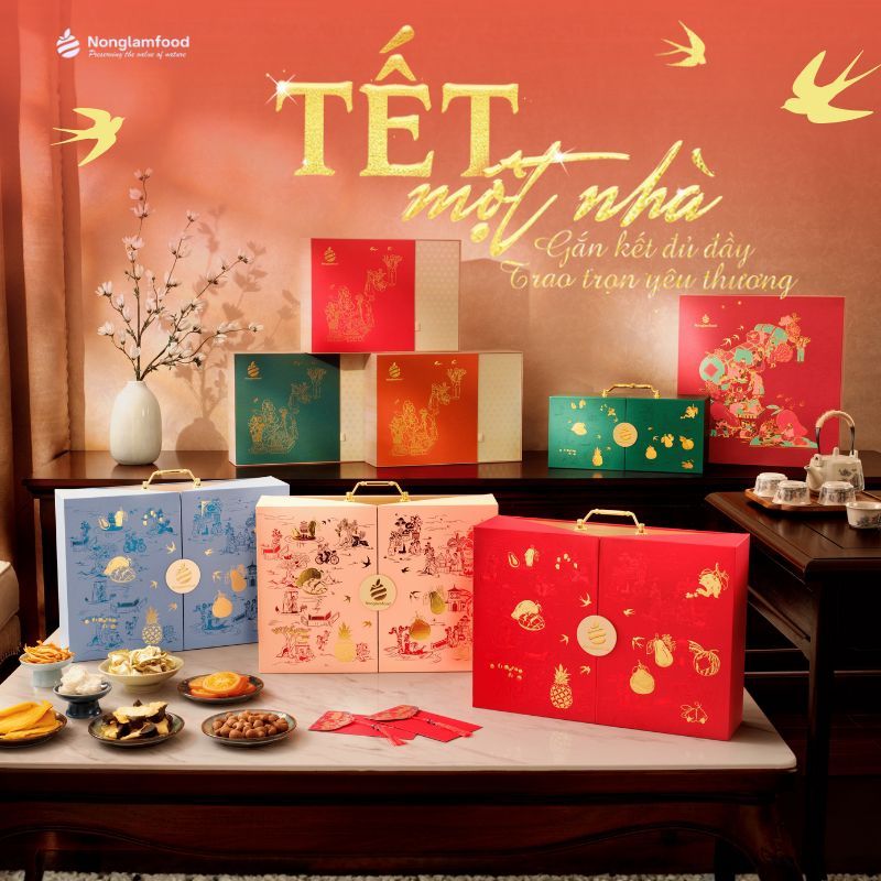 Hộp quà tặng cao cấp Nonglamfood, Quà tết cao cấp cho người thân, doanh nghiệp