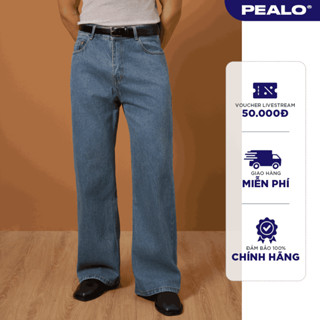  Quần Jean PEALO Unisex dáng bootcut chất liệu Jeans cotton thoải mái 