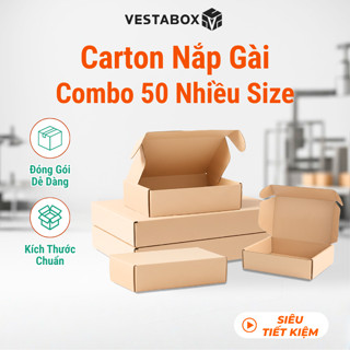 Combo 50 Hộp Giấy Carton Nắp Gài Giá Xưởng - Thùng Đóng Hàng Nhiều Kích Thước
