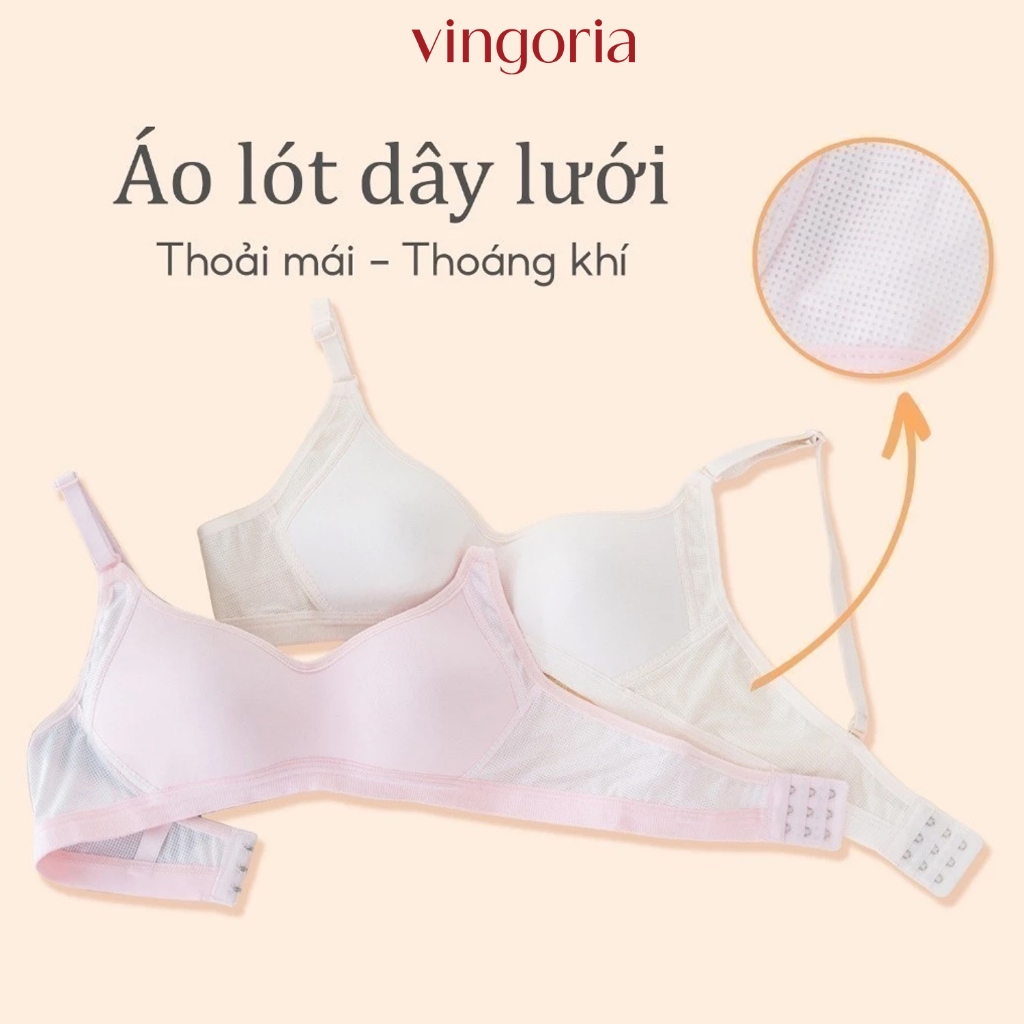 Áo ngực không gọng nữ cotton mút mỏng VINGO/VINGORIA dây lưới thoáng khí mặc thoải mái S390 | BigBuy360 - bigbuy360.vn