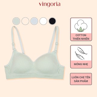  Áo lót nữ cotton không gọng đệm mỏng VINGO VINGORIA chất liệu thấm hút mồ hôi co giãn thoải mái S386 