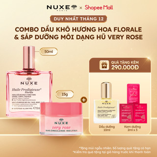  Combo Dầu dưỡng khô đa năng Hương Hoa Nuxe Huile Prodigieuse Florale Multi-purpose 50ml & Sáp dưỡng môi Nuxe Very Rose 