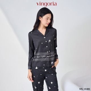  Bộ đồ ngủ nữ Pijama lụa VINGO VINGORIA tay dài mùa thu Midnight H1485 