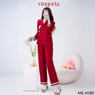  Bộ đồ mặc nhà nữ pijmama lụa VINGO VINGORIA tay dài mùa thu H1301 