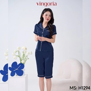  Bộ đồ ngủ Pijama mặc nhà lụa VINGO VINGORIA tay ngắn thu đông H693 