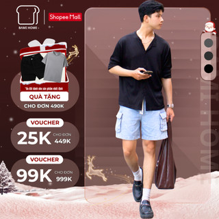   NEW  Quần short jean nam ASH CARGO BAMI HOME chất vải jeans cotton mềm mại lưng thun co giãn QJ10 