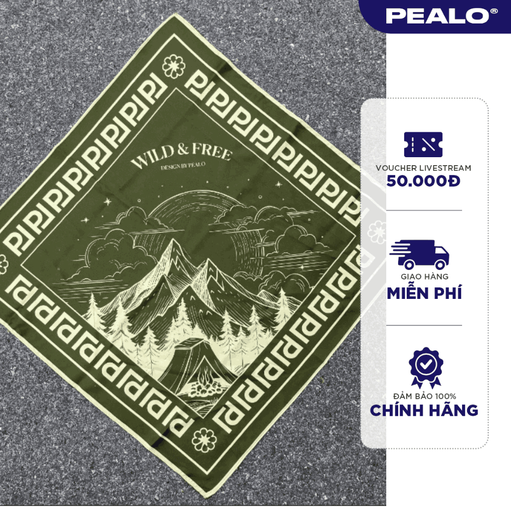 Khăn vuông Bandana PEALO chất liệu lụa cao cấp SPT2