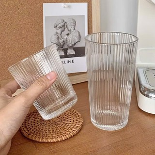  Ly thủy tinh uống Cafe Trà sinh tố siêu đẹp dáng loe họa tiết sọc ,dung tích 250ml-360ml 