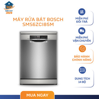 Máy Rửa Bát Độc Lập Bosch SMS6ZCI85M Seri 6 – 8 Chương Trình Rửa, Công Nghệ Hygiene Plus - SMC