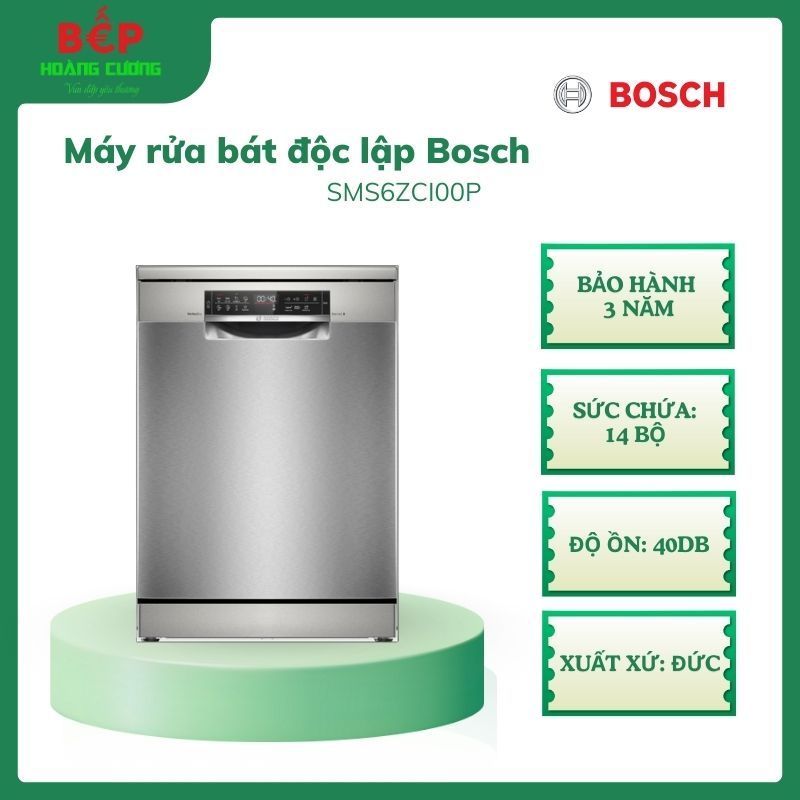 Máy rửa bát Bosch SMS6ZCI00P 14 bộ Serie 6 - 8 chương trình rửa - rửa nhanh - rửa thủy tinh - Eco