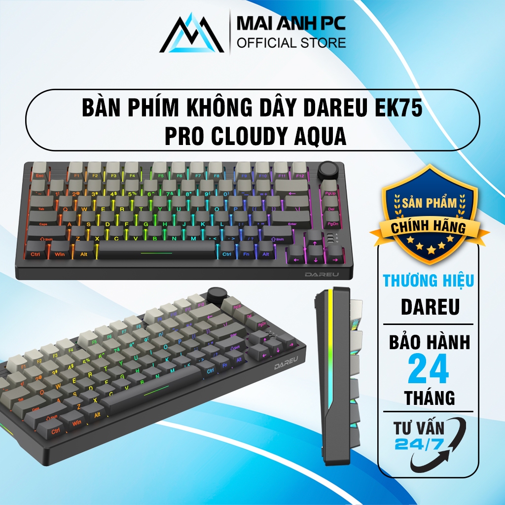 Bàn phím máy tính DAREU EK75 PRO Cloudy Aqua
