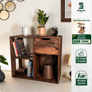  Kệ Sách Gỗ Để Sàn Nhà Kệ Decor Gỗ Đựng Đồ Đa Năng Dễ Dàng Lắp Đặt Chất Liệu Gỗ Thông Cao Cấp TV-D002 