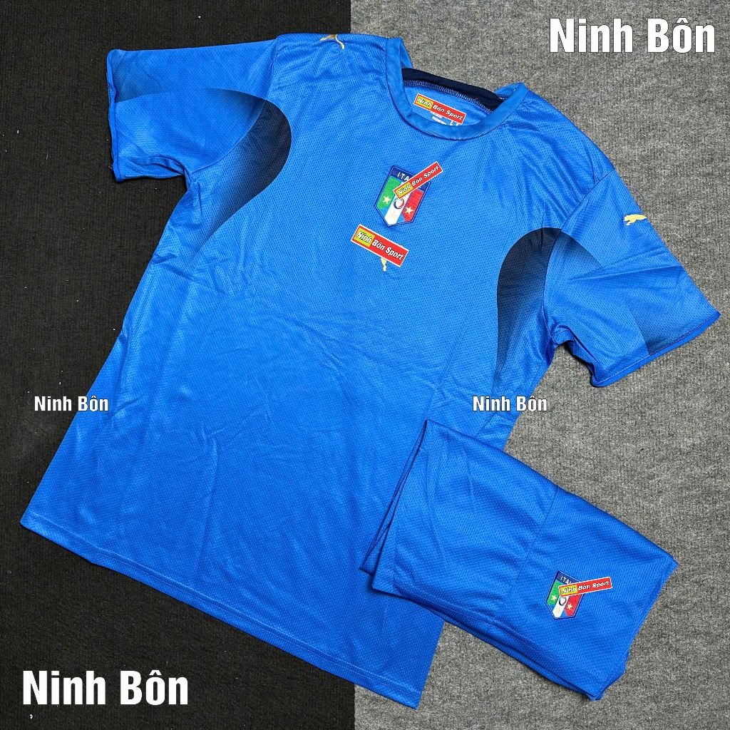 Bộ Quần Áo Bóng, Áo Đá Banh Đá Đội Tuyển Italia 2006 - Vải Polyester Gai Thái Cao Cấp