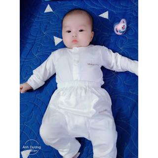 Bộ minky dài tay cúc giữa, Bộ thun lạnh dài tay cho bé trai, bé gái sơ sinh