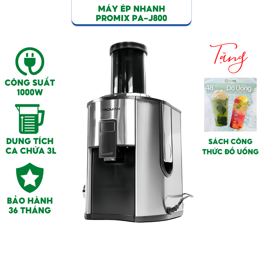 Máy ép trái cây tốc độ nhanh Promax PA-J800 - Công suất 800W - Hàng chính hãng - Bảo hành 12 tháng