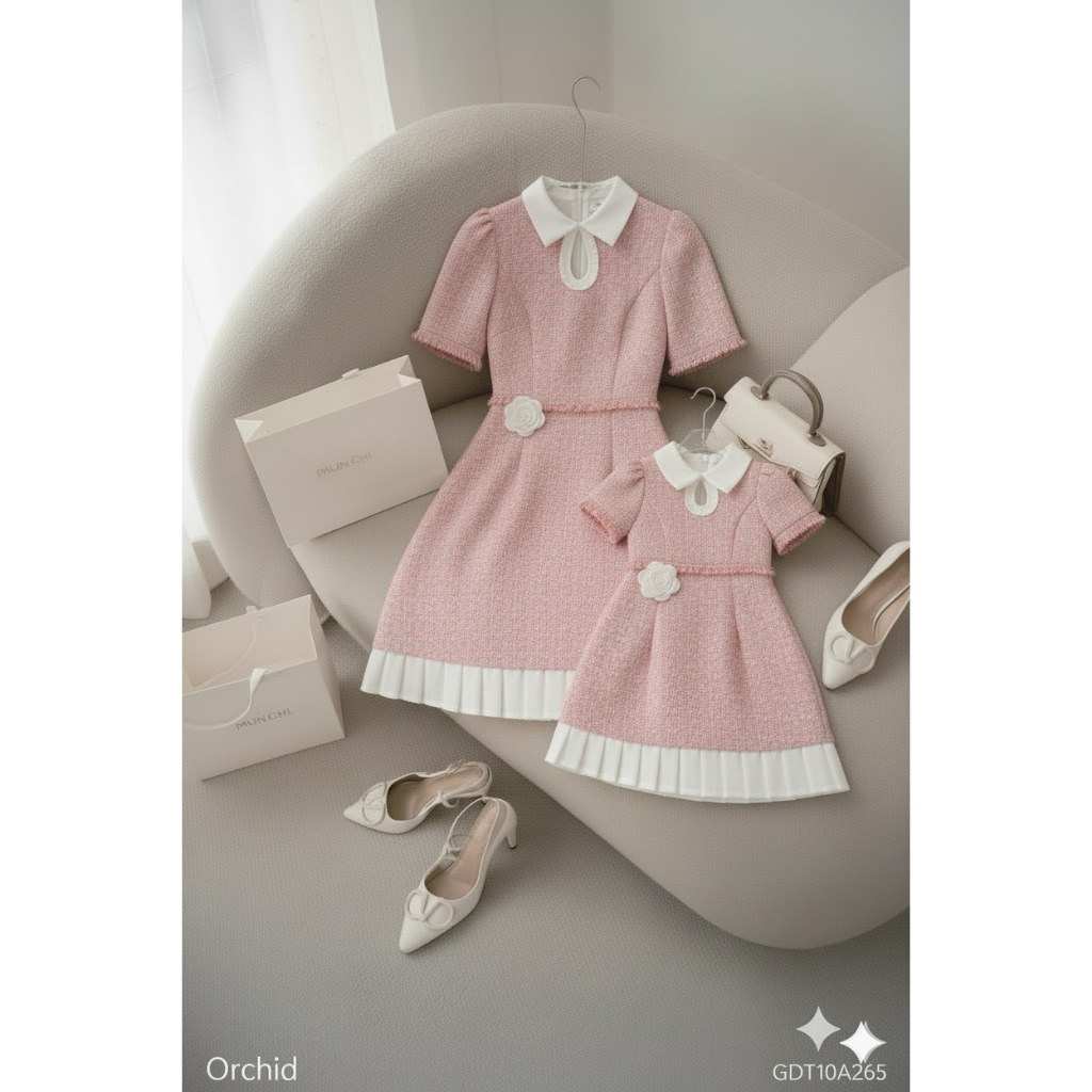 🌸 Đầm Đôi Orchid Hồng Pastel – Nét Thanh Lịch Đồng Điệu Cho Mẹ Và Bé 🌸