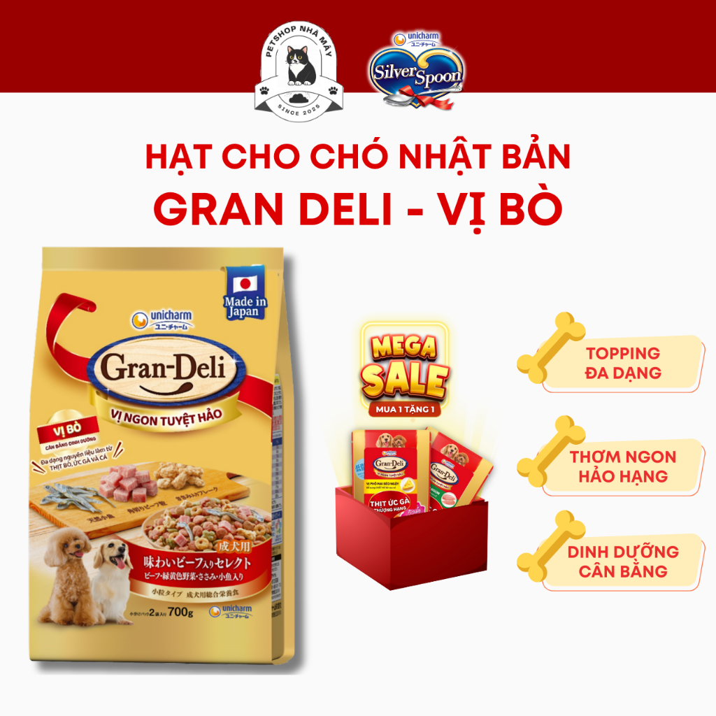 Thức ăn khô cho chó Gran Deli 700g/gói
