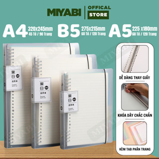 Sổ còng MIYABI bìa sổ còng sắt a4 a5 b5 binder vở kẻ ngang kèm ruột giấy refill làm sổ tay ghi chép