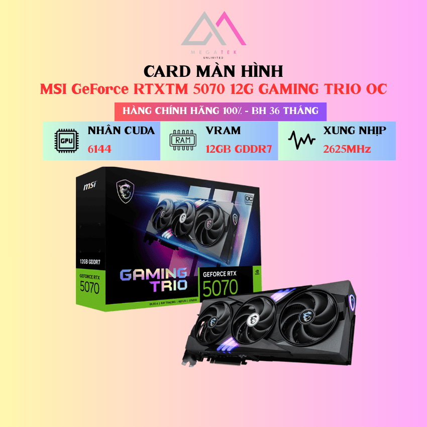 Card Màn Hình MSI GeForce RTX™ 5070 12G GAMING TRIO OC/OC plus - Hàng chính hãng - BH 36 tháng