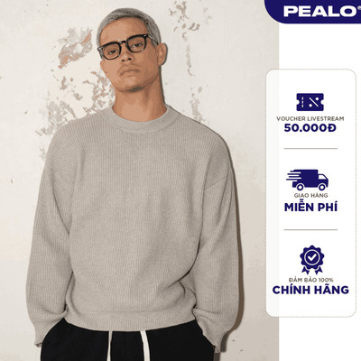 Áo len nam cổ tròn dáng xuông PEALO chất liệu len lông thỏ mềm mịn form crop - Cloud Sweater SPT5