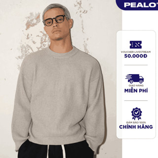  Áo len nam cổ tròn dáng xuông PEALO chất liệu len lông thỏ mềm mịn form crop - Cloud Sweater 