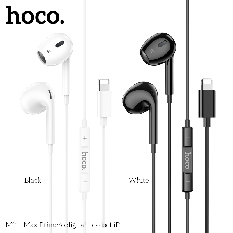 Tai nghe nhét tai có dây kèm mic Hoco M111 max zắc Ltning