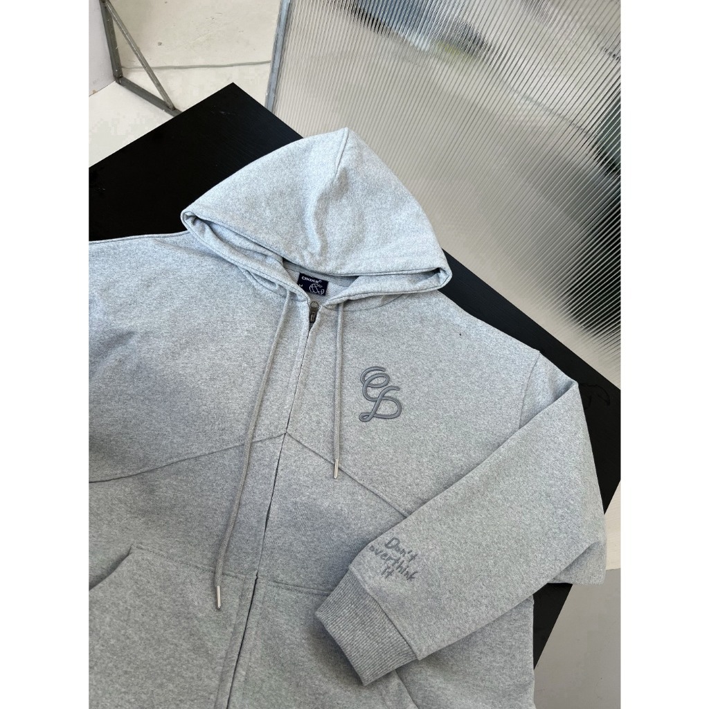 Áo Hoodie Zip Cinder Overthinking Form Rộng Nam Nữ Unisex