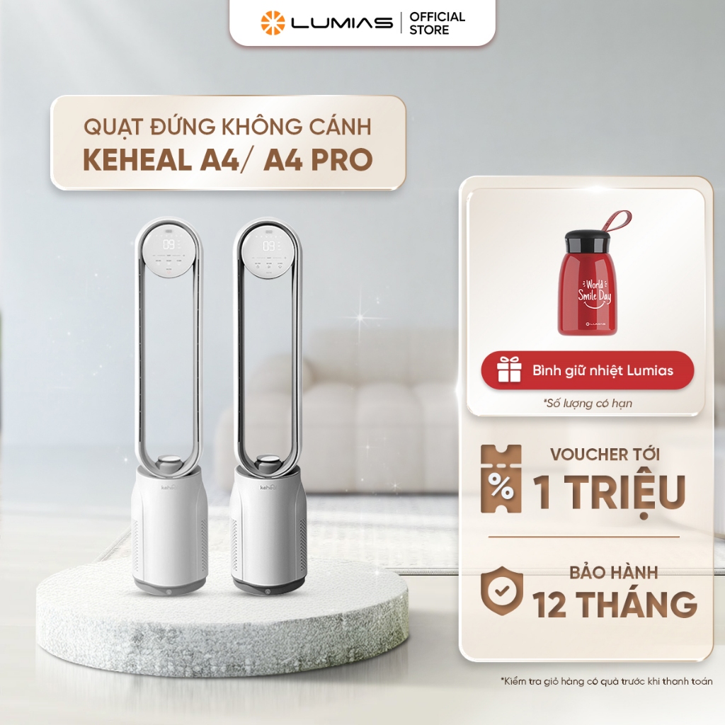Quạt đứng không cánh Keheal A4/ A4 Pro - Ion âm khử khuẩn - Bộ lọc Hepa - Remote điều khiển từ xa
