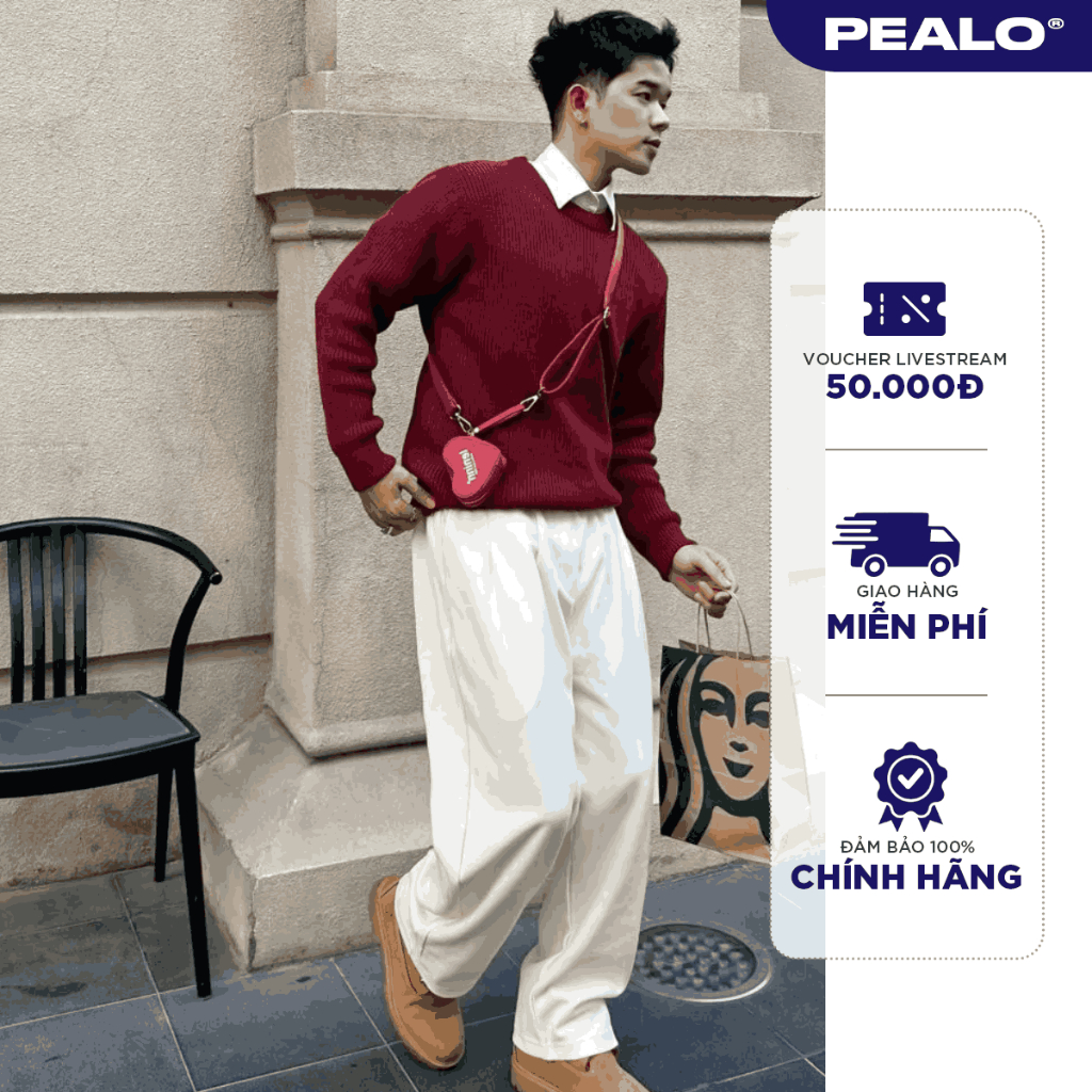  Quần nỉ 2 da PEALO ống rộng chất liệu cao cấp 